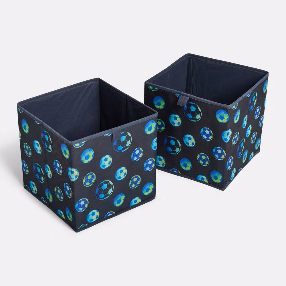 OHS 2 Pack Kids Printed Folding Cube Toy Organisers in Navy Blue – 2