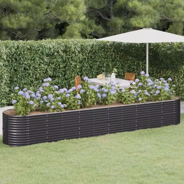 Berkfield Home Garden Anthracite Black Powder-coated Steel Raised Bed W/D/H: 440 x 80 x 68 cm