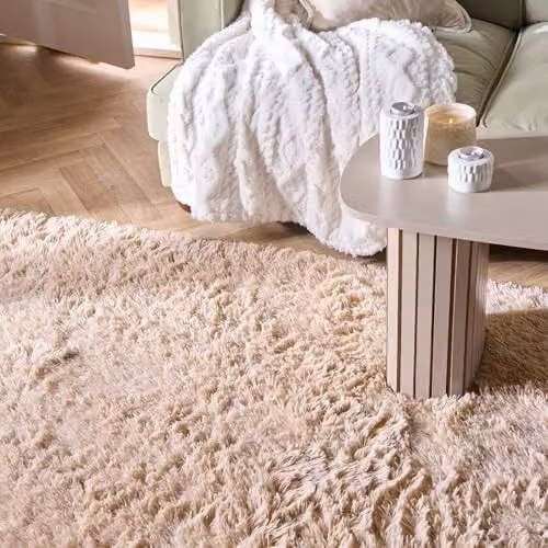 OHS Soft Fluffy Shaggy Area Rug in Sand/Beige, W/D/H: 120 x 170 x 1 cm – 2