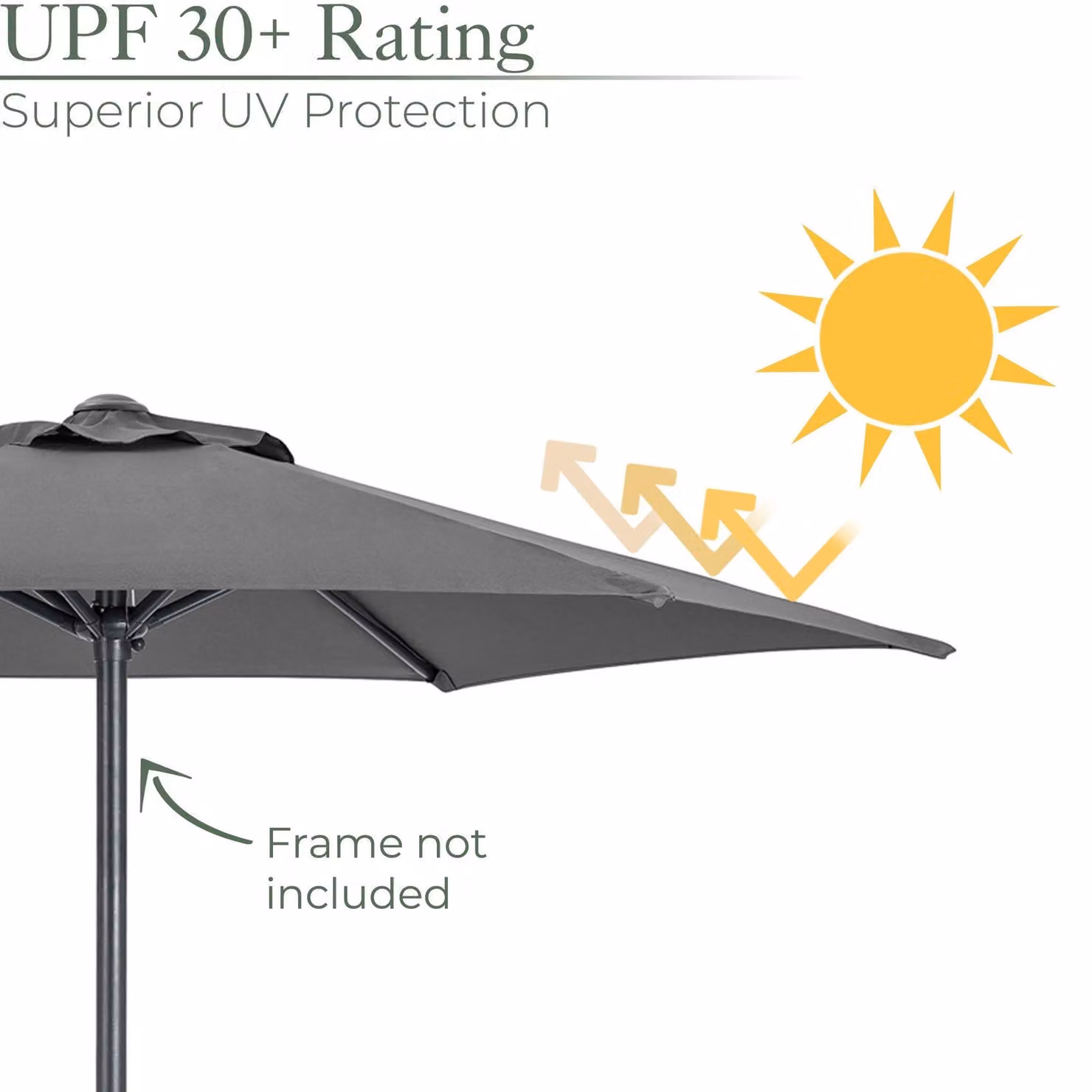 Christow Replacement Parasol Canopy, 2m, Grey, UPF 50+ Polyester – 2