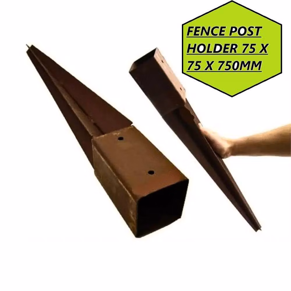 Kelvenix 8 Pack Steel Fence Post Spike Support Holders in Black, H: 120 cm, W: 7.5 cm – 2