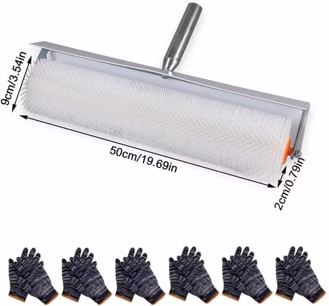 FLAVORA Spiked Latex Floor Screed Aeration Levelling Roller, White, W: 52 cm, H: 9 cm, D: 9 cm – 1