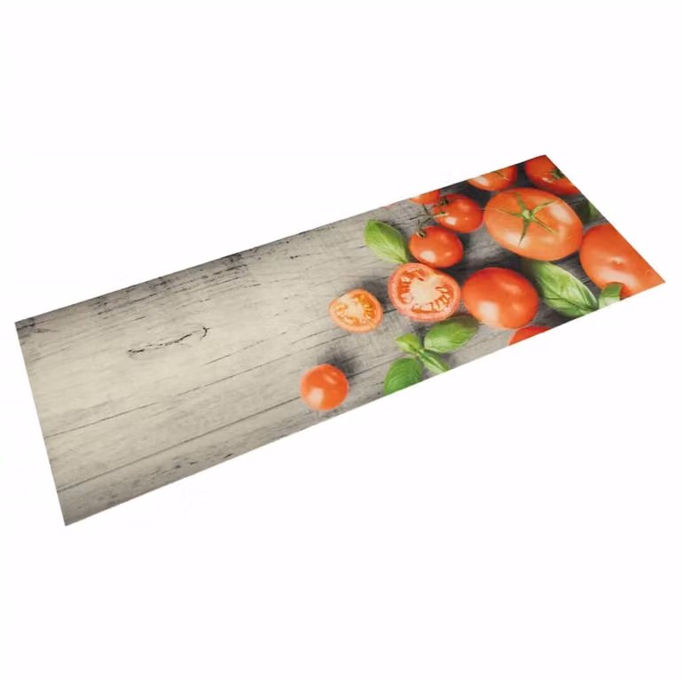 Berkfield Home Washable Kitchen Rug with Tomato Design in Grey and Multicolour, W: 60 cm, L: 180 cm