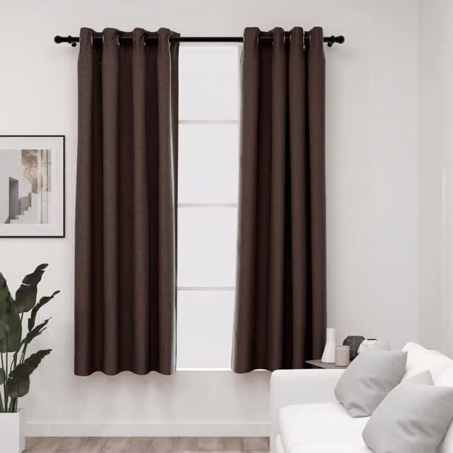 Berkfield Home Taupe Linen-Look Blackout Curtains with Eyelets, 2 Pack, W: 140 cm, H: 175 cm