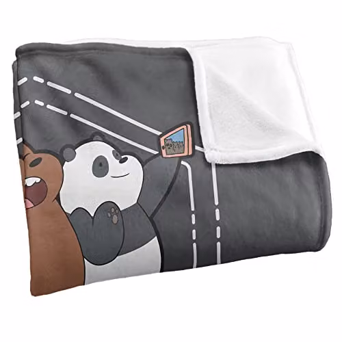 LOGOVISION We Bare Bears Selfie Silky Touch Super Soft Fleece Throw Blanket, White, W/D/H: 152 x 127 cm – 2