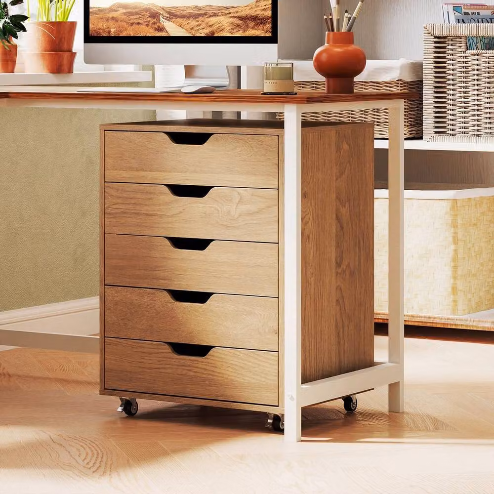 Kelvenix Rolling Dresser Storage Cabinet and Under Desk Filing Cabinet in Brown – 4