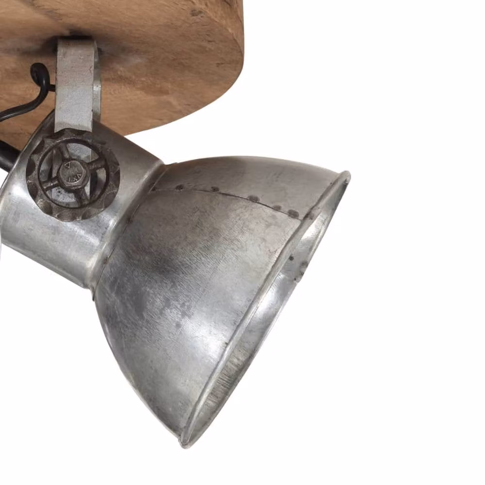 Berkfield Home Vintage Silver and Wood Ceiling Lamp, 25 W, E27, W/D/H: 50 x 50 x 25 cm – 3