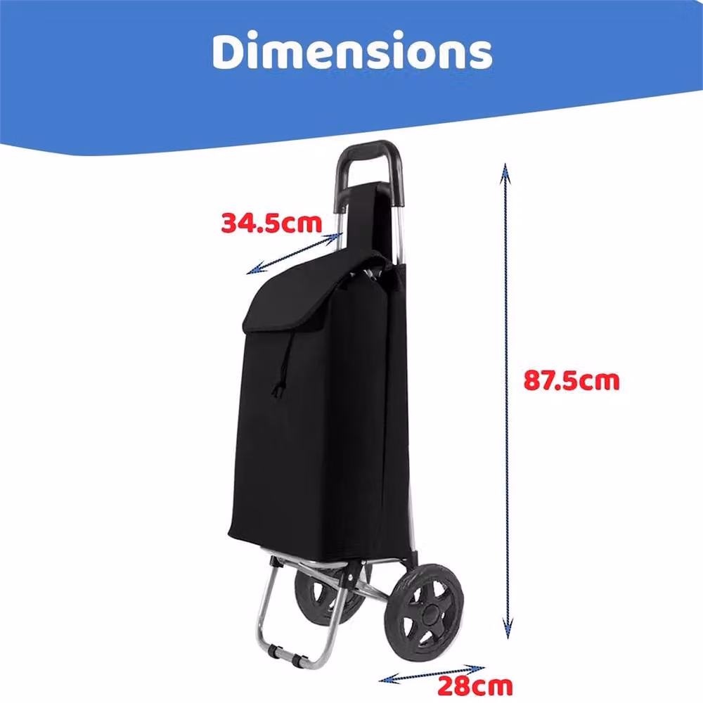 Nordara Black Large Lightweight Wheeled Shopping Trolley Push Cart Bag – 2