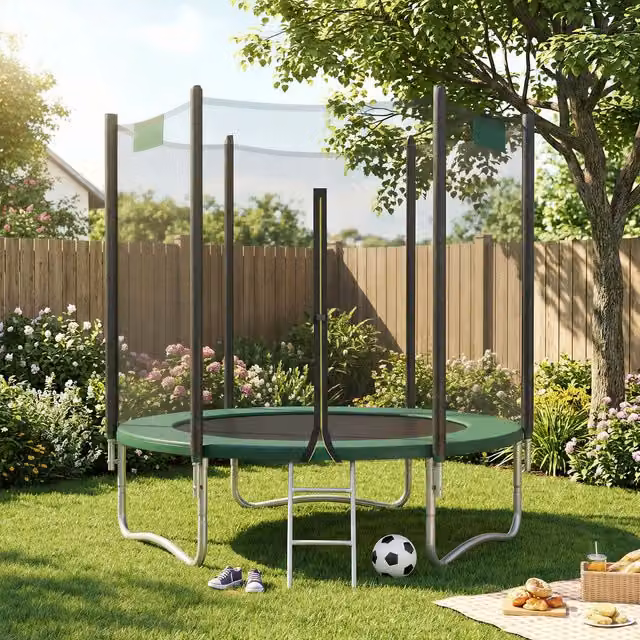 SONGMICS Green Mini Trampoline with Safety Net