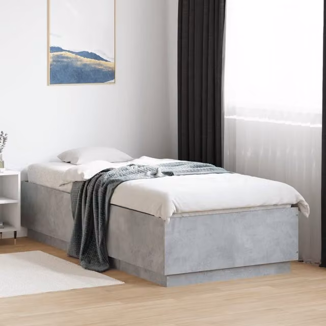 Berkfield Home Modern Bed Frame in Grey, W/D/H: 90 x 200 cm