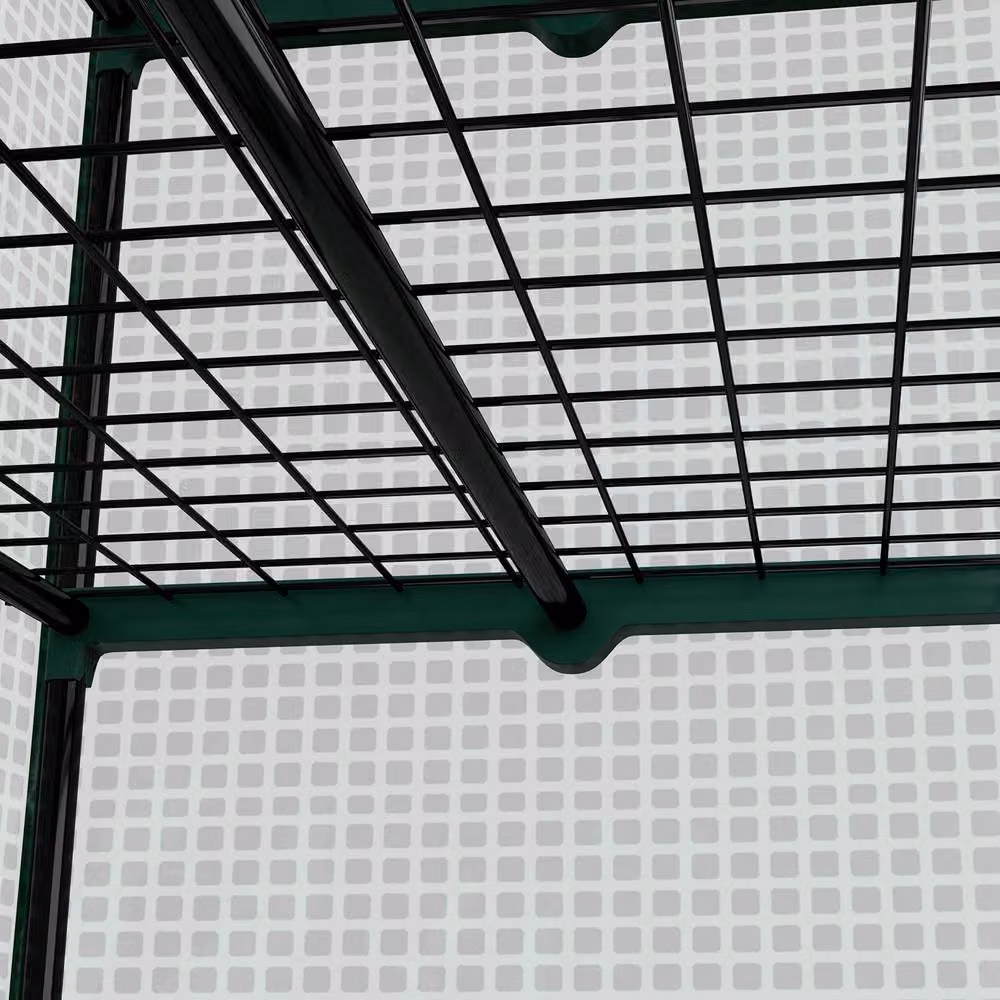 STILVORA Mini Greenhouse with 4 Shelves and Roll-Up Door, Green, H 160 x W 90 x D 49 cm – 7