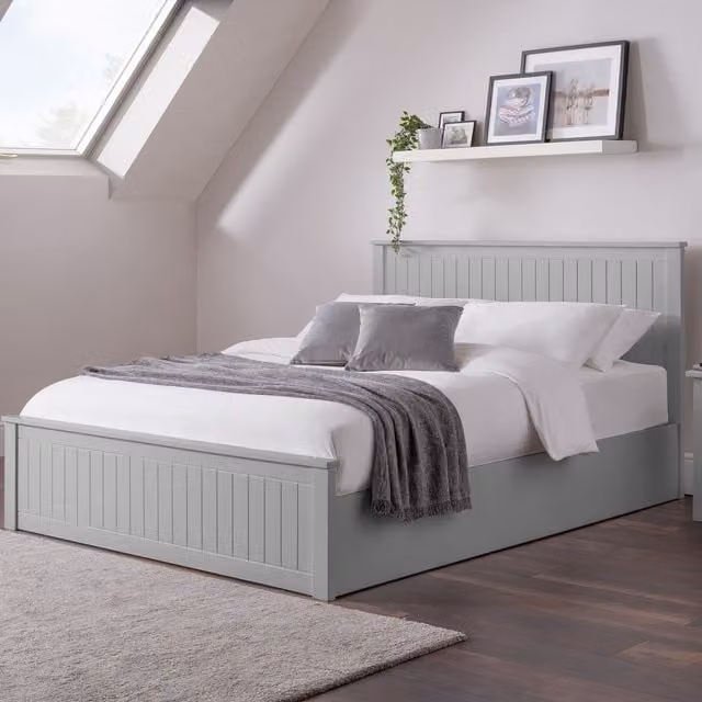 Julian Bowen Maine Ottoman Bed with Mattress in Grey, W/D/H: 180 x 200 cm