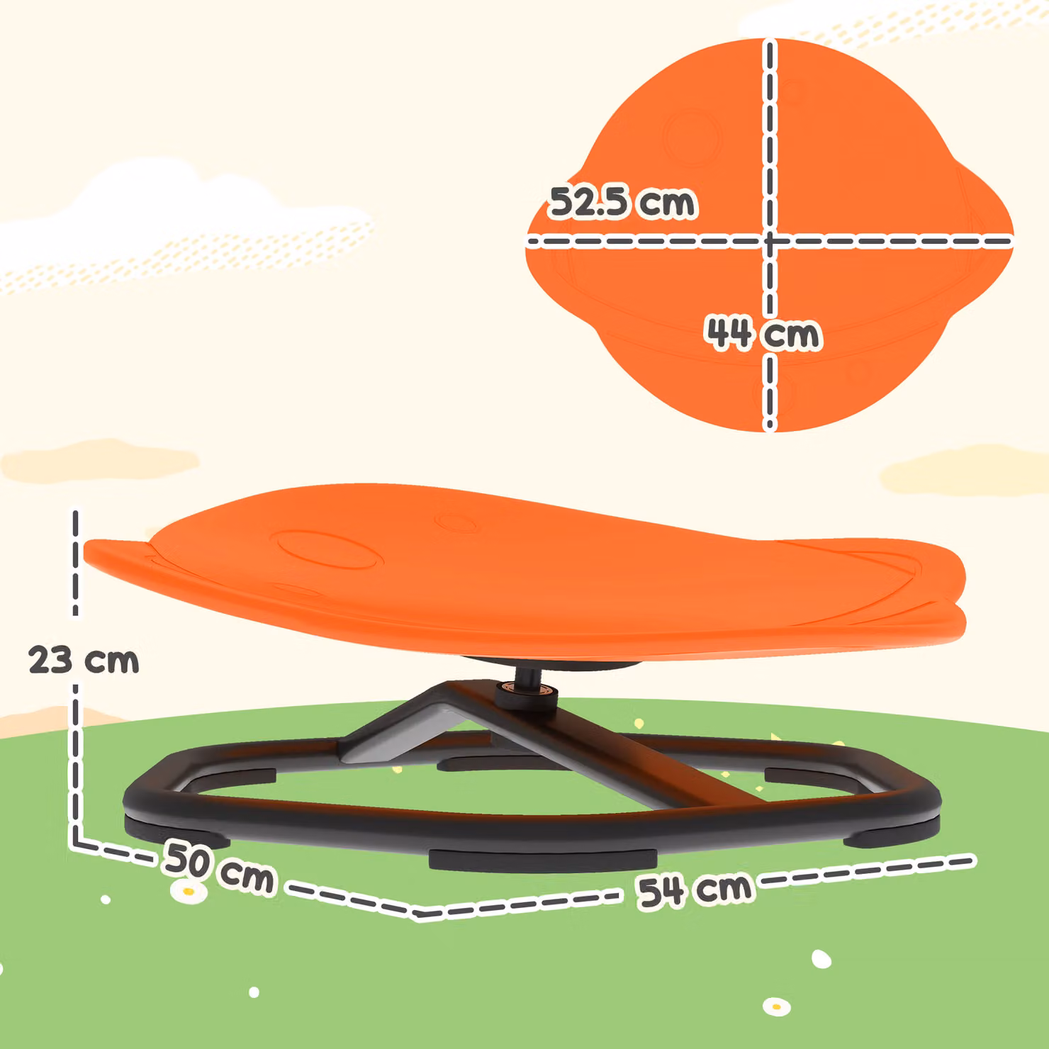 AIYAPLAY Planet-Shaped Kids Swivel Chair, Orange Sensory Spinning Chair for Balance and Coordination Training – 3