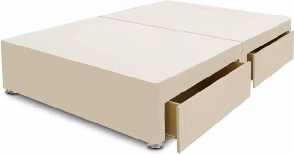 Willow and Eve Modern Upholstered Divan Base with Drawers in Beige, W/D/H: 140 x 200 x 35 cm