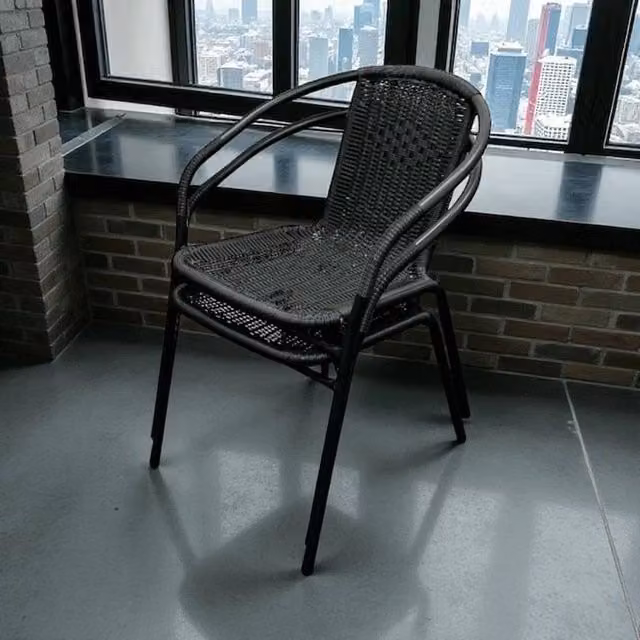NESTLUNE Set of 2 Black Rattan Outdoor Patio Chairs – 1