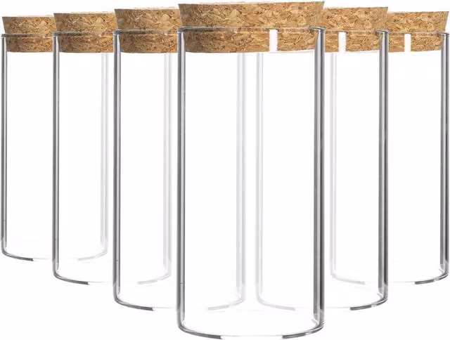 Argon Tableware Set of 6 Clear Glass Spice and Food Storage Jars with Cork Lids, 110ml each – 1
