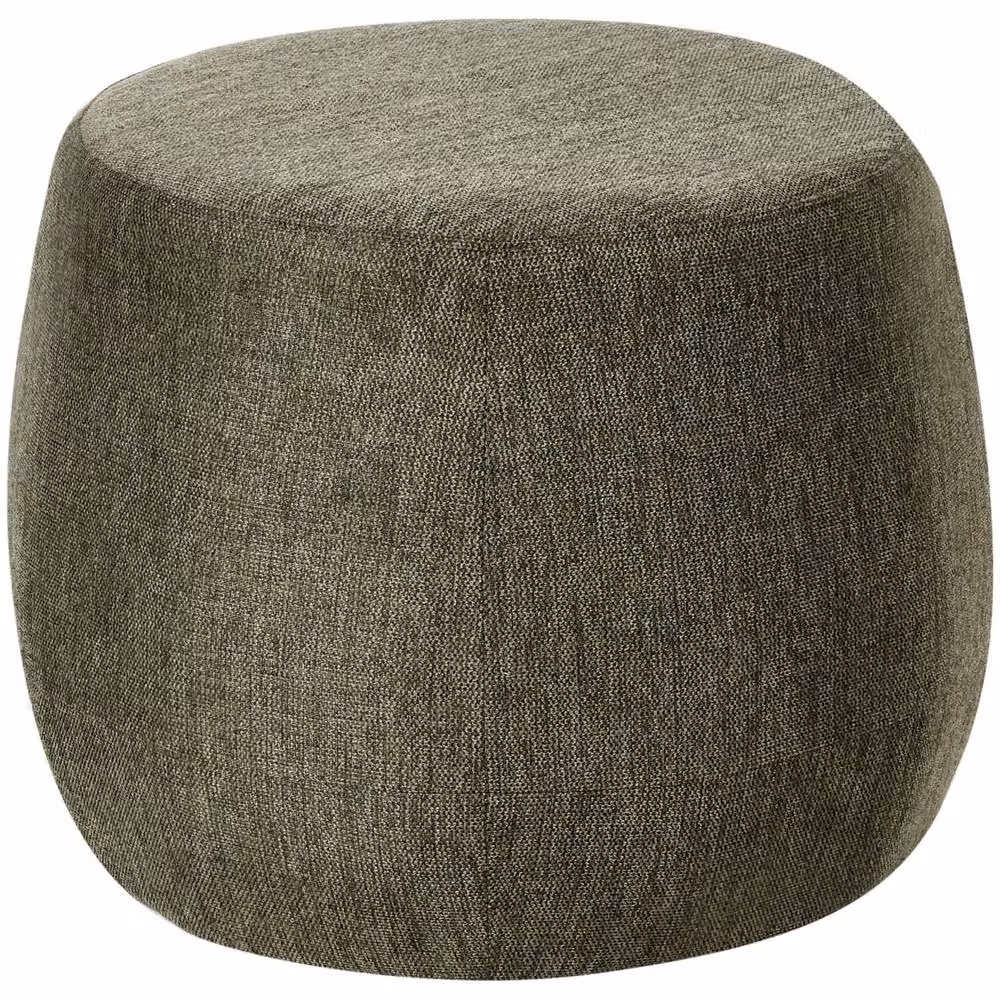Wyld and Coco Dark Green Woven Fabric Drum Shape Pouffe Ottoman – 2