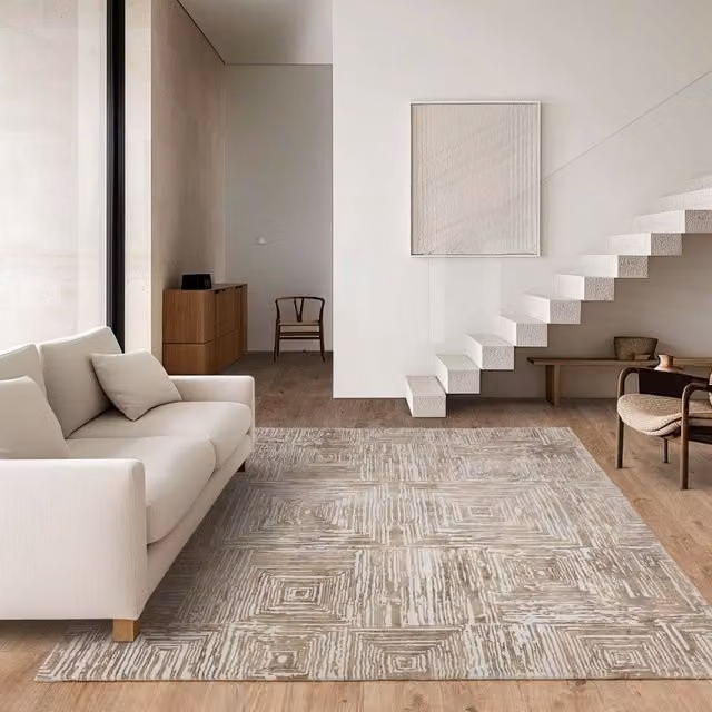 The Rug Shop UK Beige Modern Striped Machine Woven Area Rug W: 200 cm, D: 290 cm – 1
