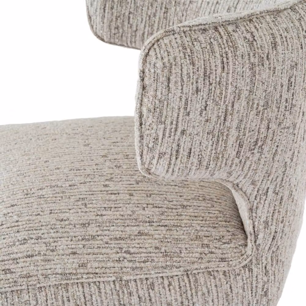 Wyld Haus Mirmande Mid Century Curved Grey Fabric Dining Chair with Wooden Legs – 3