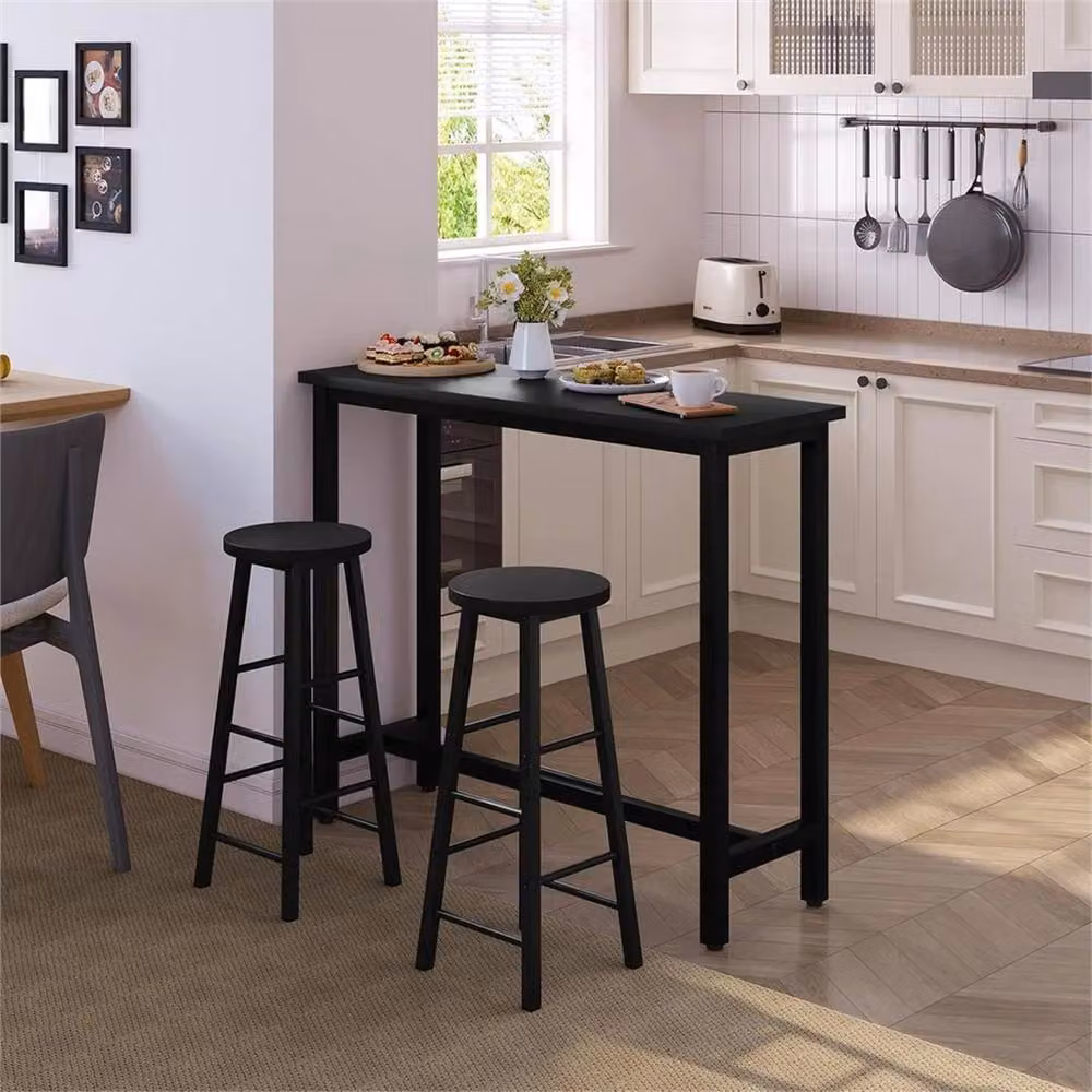 Nordara Black Kitchen Bar Table and Counter Dining Table with Metal Legs – 5