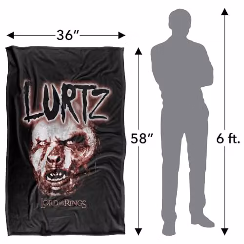 Warner Bros. Lord Of The Rings Evil Lurtz Super Soft Fleece Throw Blanket, Multicolour, W/D/H: 91.44 x 147 x 1 cm – 4