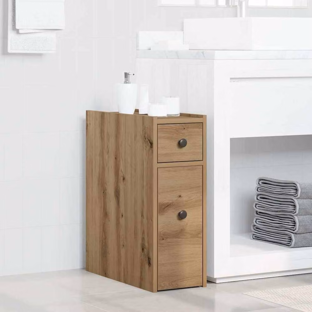 Berkfield Home Narrow Bathroom Cupboard with Wheels in Artisan Oak Brown – 2