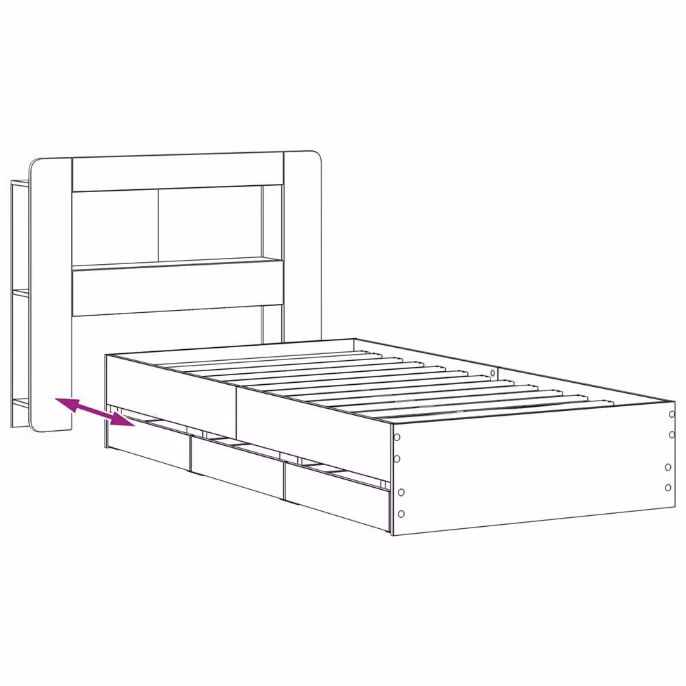 Berkfield Home Modern Bed Frame with Storage Drawers in Black, Engineered Wood, W: 75 cm x L: 190 cm – 5