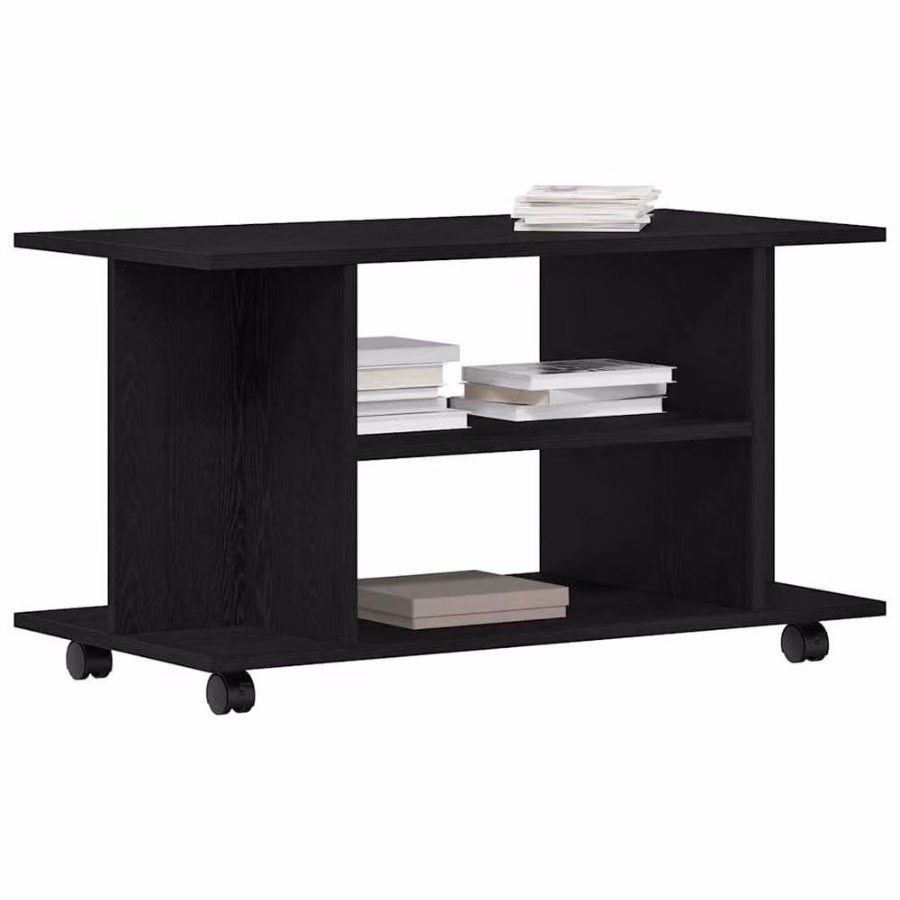 Berkfield Home Modern Black Oak TV Cabinet with Castors, W/D/H: 80 x 40 x 45 cm – 4