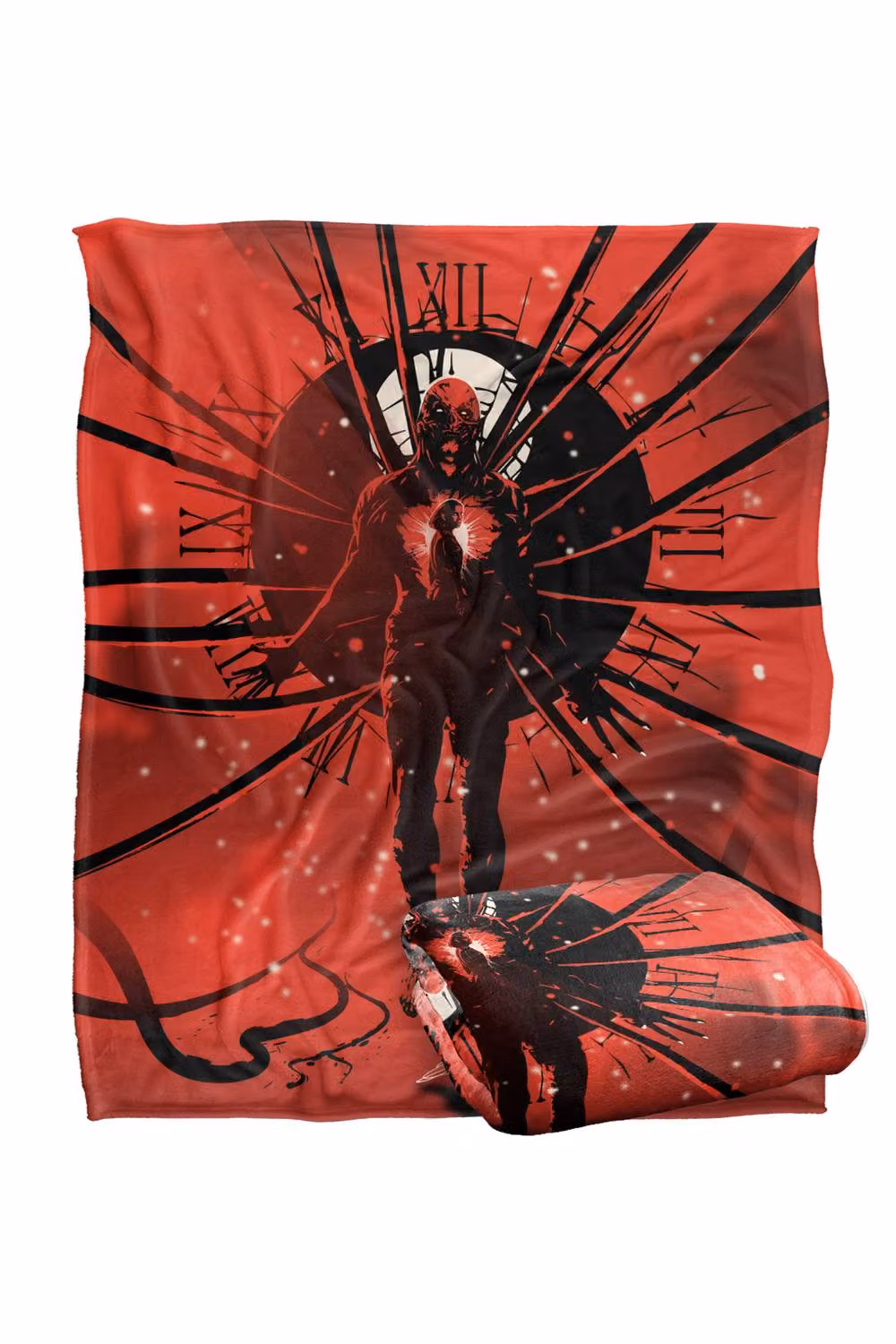 Stranger Things Vecna Clock Poster Super Soft Fluffy Throw Blanket, Multicolour and Red, W: 152 cm, D: 127 cm – 2