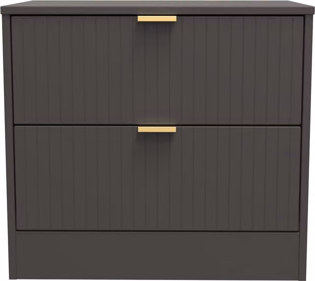 Ready Assembled 2 U Denver 2 Drawer Side Table in Dark Grey – 1