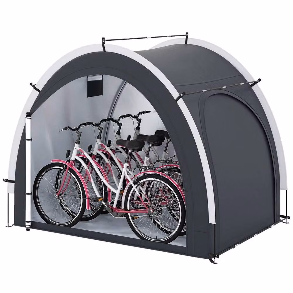FLAVORA 5-Bike Waterproof Silver Coated Storage Tent Shed in Grey – 4