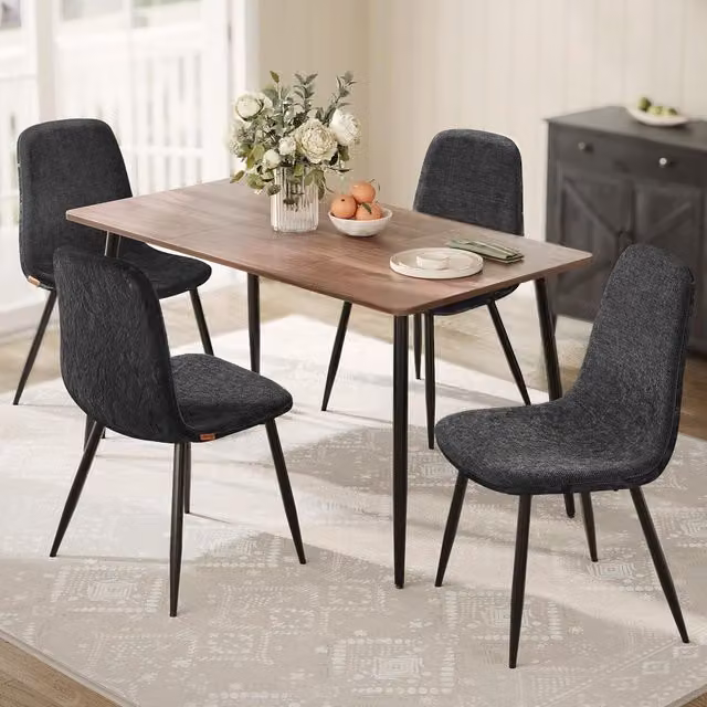 VASAGLE Set of 4 Modern Upholstered Velvet Dining Chairs in Grey
