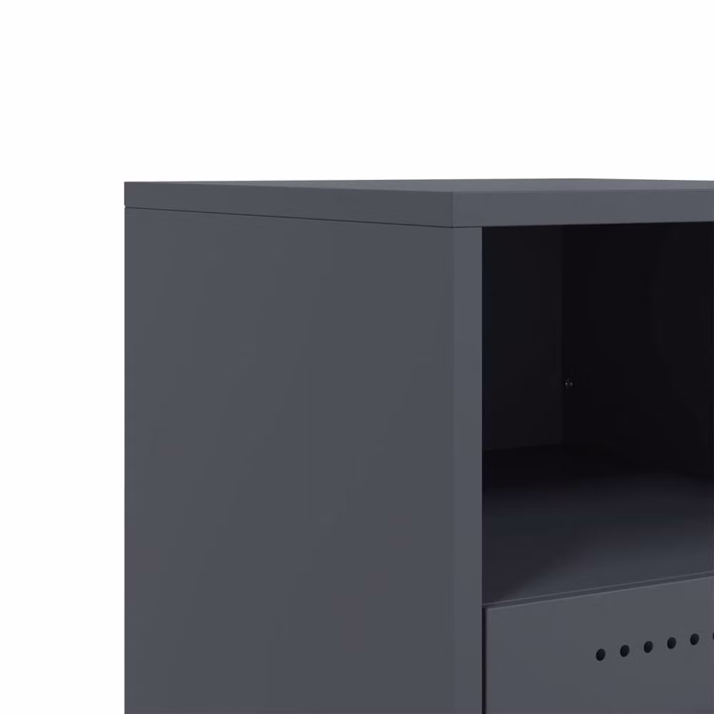 Berkfield Home Set of 2 Anthracite Metal Bedside Cabinets, W/D/H: 36 x 39 x 43.5 cm – 4