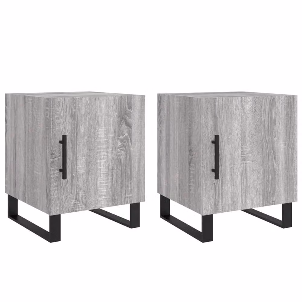 Berkfield Home Modern Bedside Cabinets, 2 Piece Set in Grey Sonoma, W/D/H: 40 x 40 x 50 cm – 2