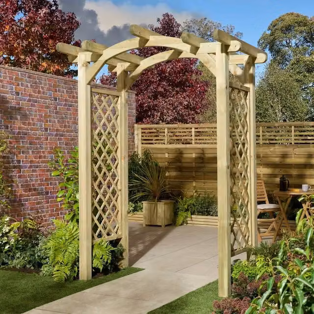 Rowlinson Gloucester Arch in Brown Timber, W: 179 cm, D: 129.5 cm, H: 238.5 cm