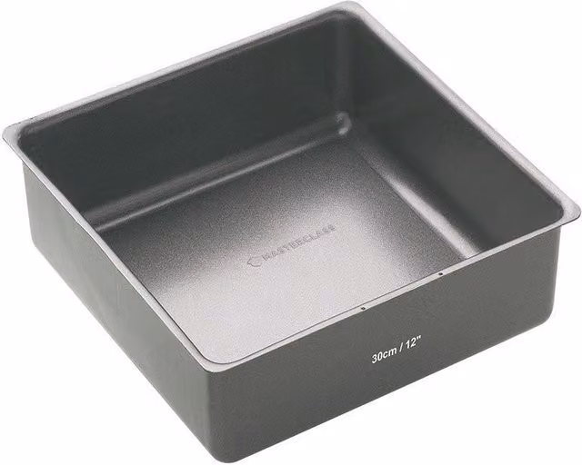 MasterClass Grey Non-Stick Square Carbon Steel Loose Base Deep Cake Tin, 30 cm – 2