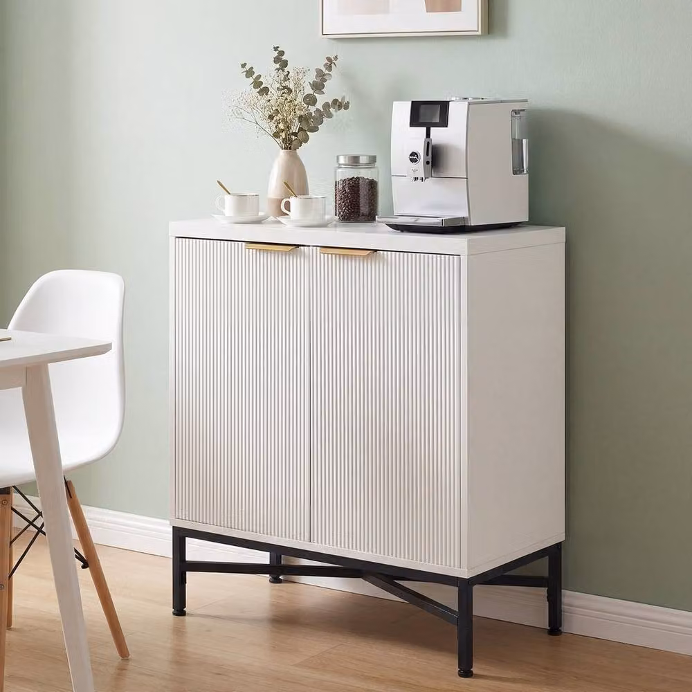 Kelvenix White Modern Freestanding Accent Storage Cabinet with Hinged Doors and Internal Shelves – 3