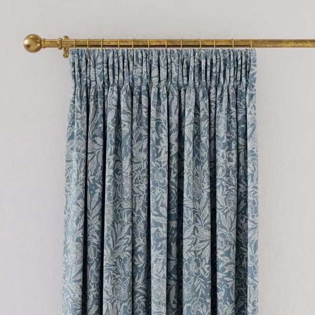 Joules Twilight Ditsy Floral Lined Cotton Curtains, Duck Egg Blue, W: 228.6 cm, H: 182.88 cm