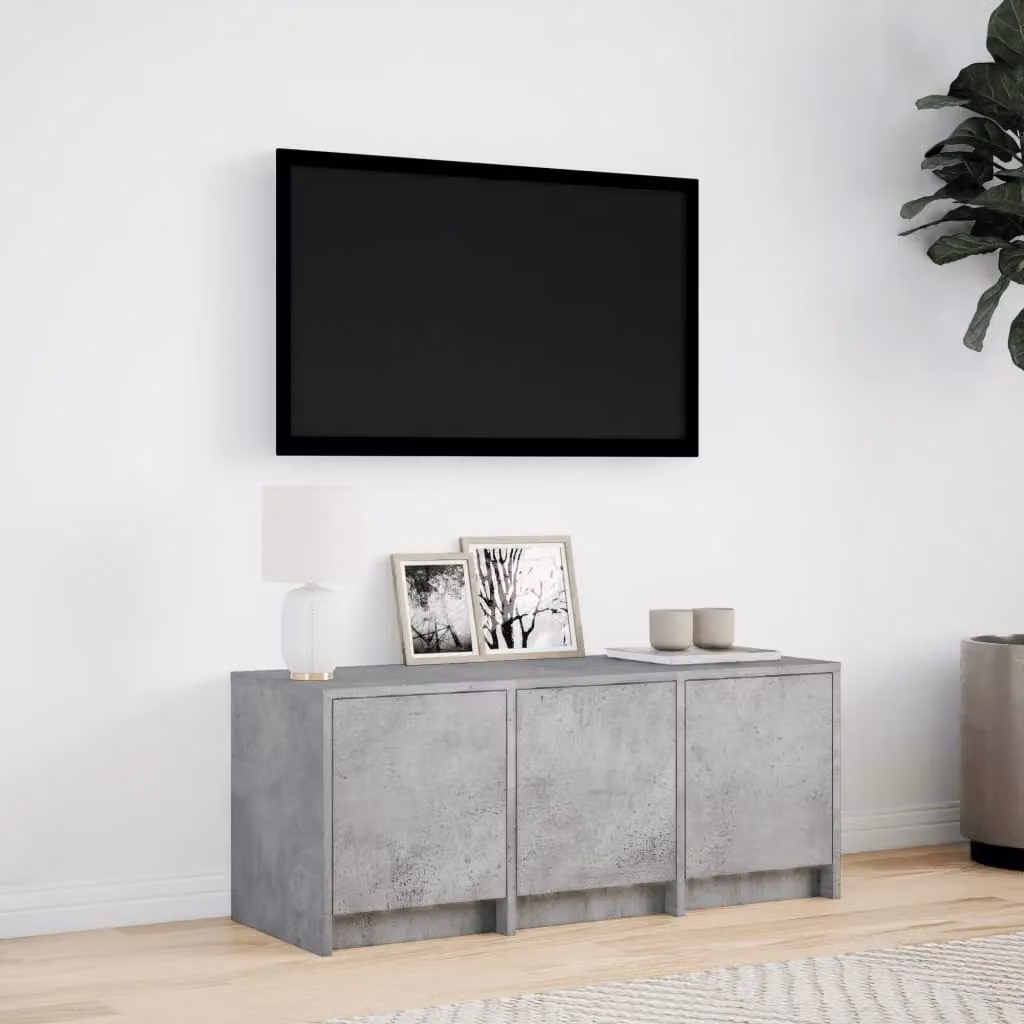 Berkfield Home Modern LED TV Cabinet in Concrete Grey, W/D/H: 97 x 40 x 40 cm – 2