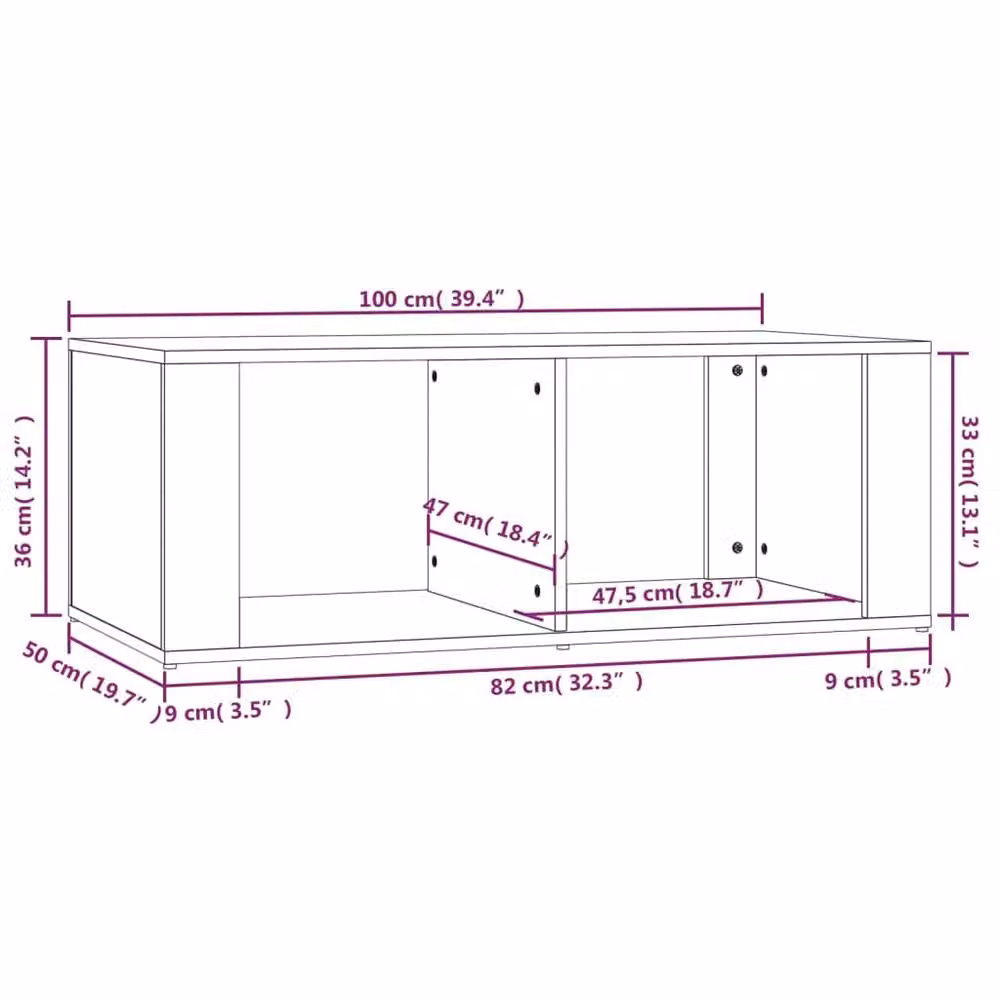 Berkfield Home Modern Rectangular Coffee Table in Black, W/D/H: 100 x 50 x 36 cm – 5