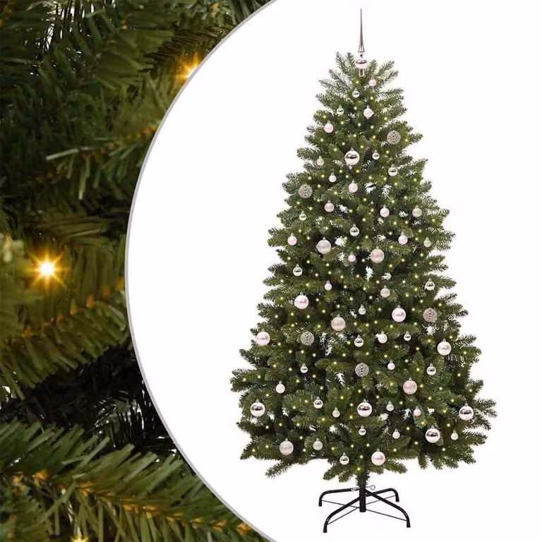Berkfield Home Artificial Green Christmas Tree with Stand, Height: 210 cm, PVC and Metal