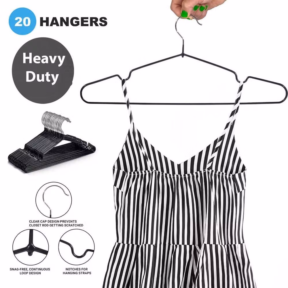 FLAVORA 20-Piece Metal Coat and Trouser Hangers in Black, W/D/H: 100 x 15 x 15 cm – 3