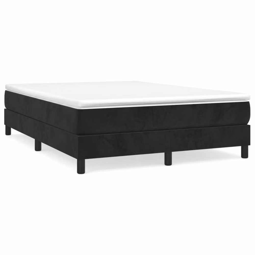 Berkfield Home Upholstered Velvet Box Spring Bed Frame, Black, W: 135 cm, L: 190 cm – 2