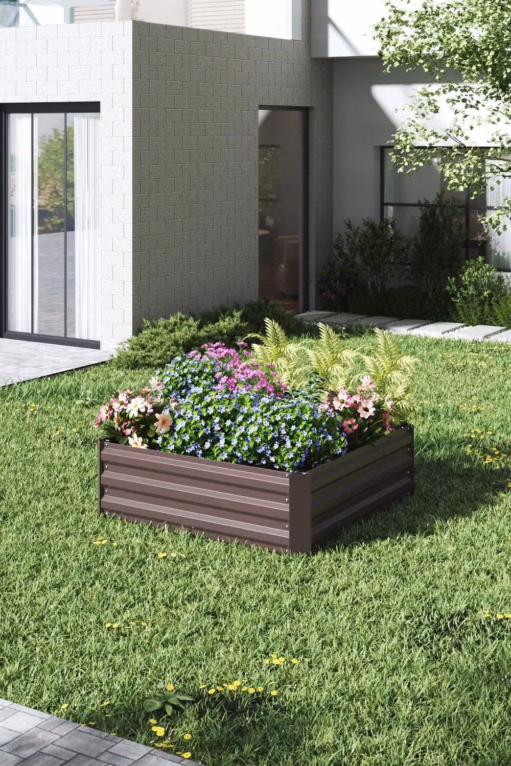 Garden Sanctuary Brown Galvanised Steel Square Raised Garden Bed – 2