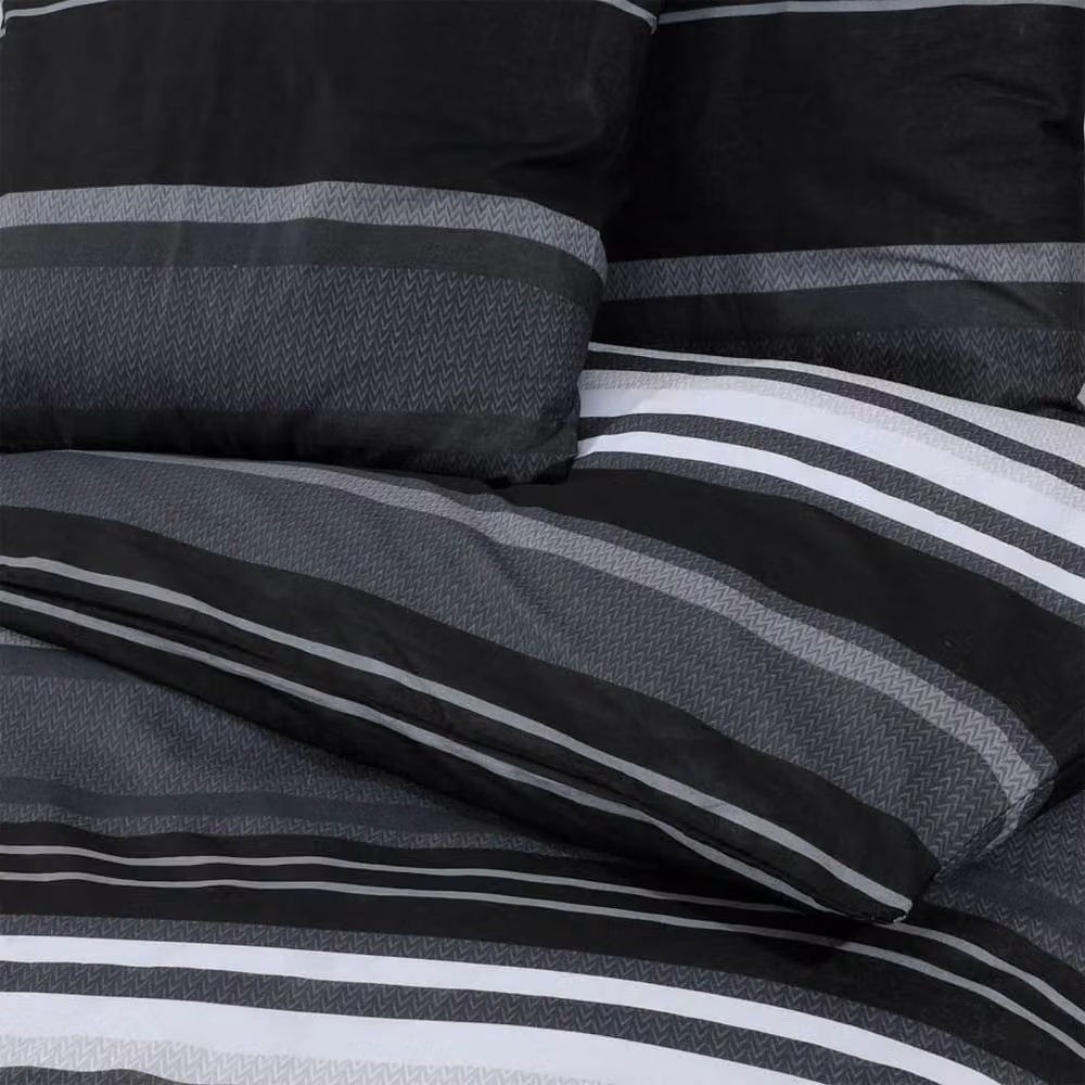 Berkfield Home Striped Cotton Duvet Cover and Pillowcase Set in Black and White, W/D/H: 225 x 220 cm – 5
