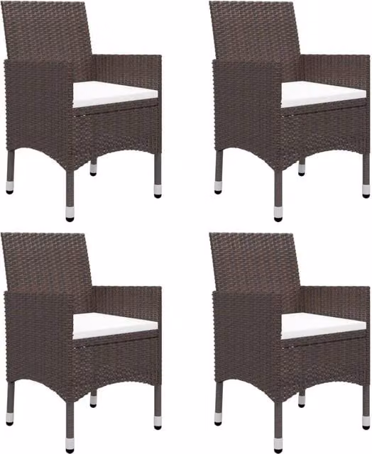 Berkfield Home 5 Piece Modern Acacia Wood and Rattan Garden Dining Set with Cushions in Brown