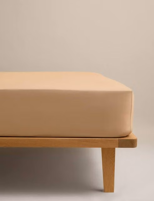 M&S Egyptian Cotton 230 Thread Count Crisp Fitted Sheet, Beige, W/D/H: 180 x 200 cm