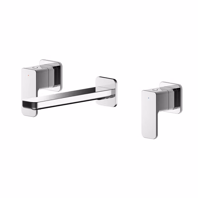 Windon Wall Mounted 3 Tap Hole Brass Basin Mixer in Chrome