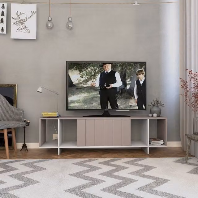 Zitano Modern White Wood TV Unit Multimedia Centre