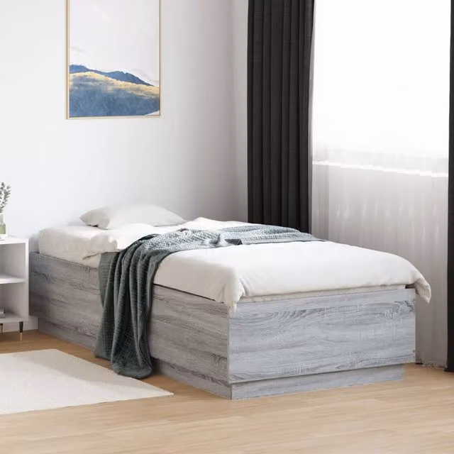 Berkfield Home Modern Bed Frame in Grey Sonoma, W/D/H: 100 x 200 cm – 1
